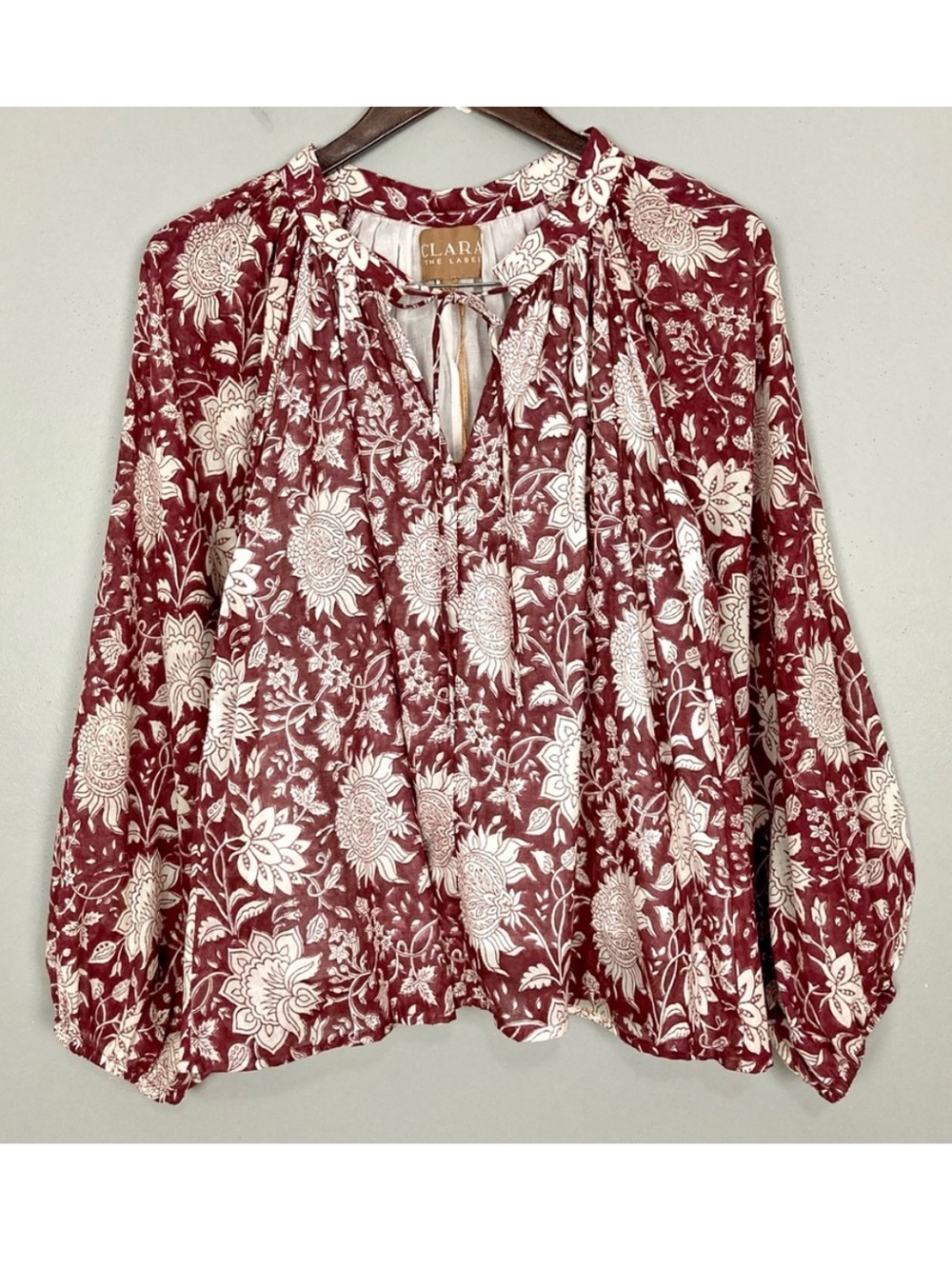 Clara The Label Floral Peasant Blouse Women’s Size S Boho Cottage 100% Cotton
